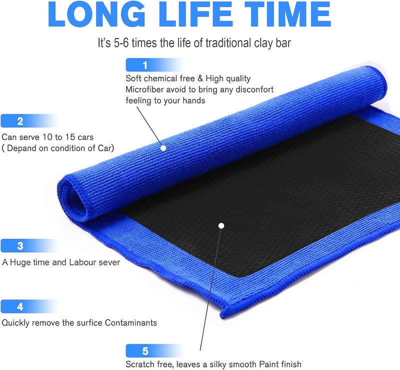 Ragnify Clay Towel Auto Detailing Scratch Free and Paint Safe fine Grade Clay Bar Cloth for Car Detailing, Polishing and Removing Paint Contaminants (Blue, Mesh Pattern Pack of 1) - Image 4
