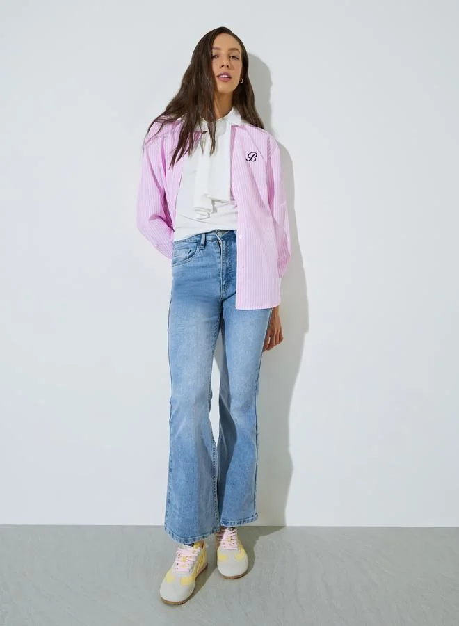 ستايلي Light Blue Faded Stretch Flared Jeans