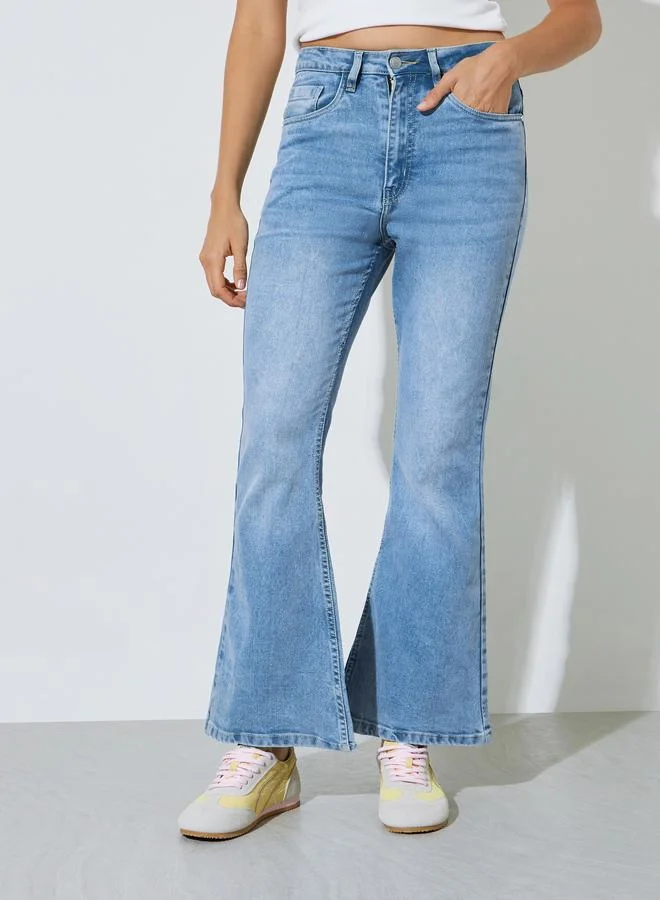 ستايلي Light Blue Faded Stretch Flared Jeans