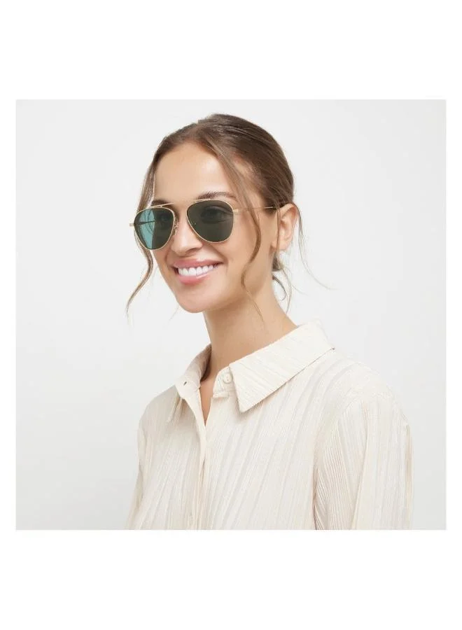 30Sundays "30Sundays ANTIQUE Unisex Aviator Sunglasses with UV400 Protection (Gold, Green)"