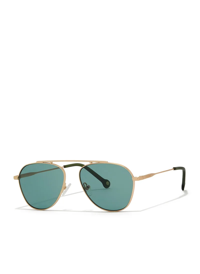 30Sundays "30Sundays ANTIQUE Unisex Aviator Sunglasses with UV400 Protection (Gold, Green)"
