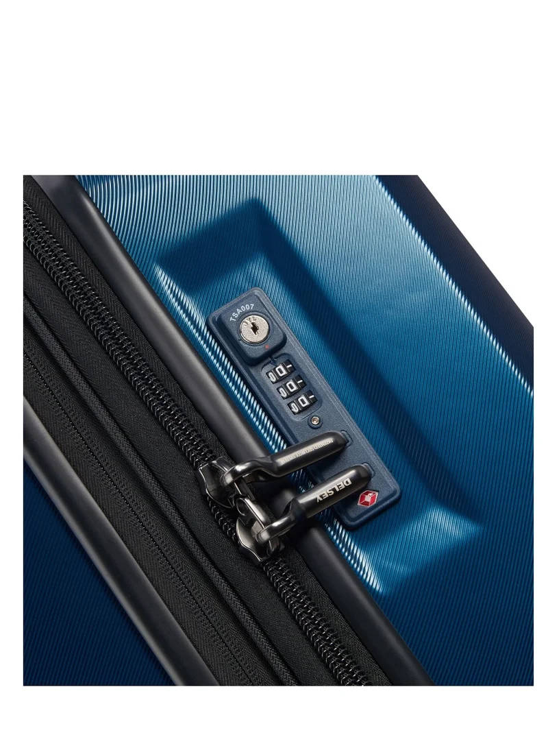DELSEY Paris Promenade Hard 2.0 70cm Hardcase 4 Double Wheel Expandable Check In Luggage Trolley Blue