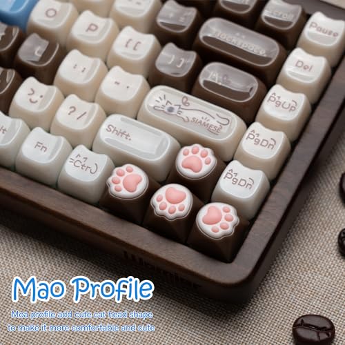 Rainy75 Jelly Jade Keycaps, Translucent Cute Ragdoll Cat Key caps, Mao Profile, Custom 148 Keys Set for 100%, 75%, 65%, 60% Mechanical Keyboard (Brown) - Image 2