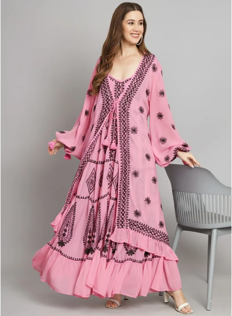 Alaya Hand Embroidered Chikankari Modal Kaftan-AL3605