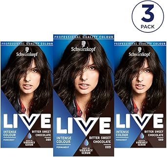 Live Schwarzkopf Live Intense Colour Brown Hair Dye 3Pack Permanent Colour BuiltIn Vibrancy Serum Covers Greys 089 Bitter Sweet Chocolate - Image 2