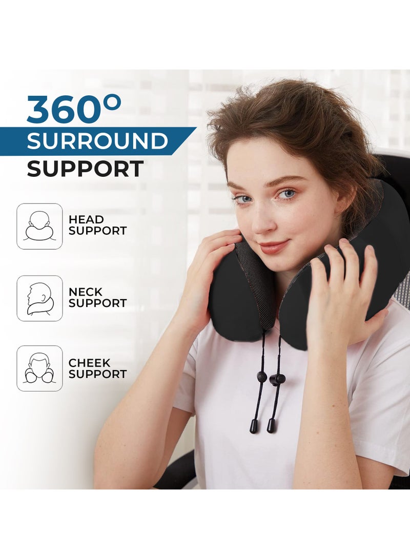 مزاجك وسادة رقبة للسفر مع غطاء للعين وسدادات للأذن، وسادة دعم الرأس من إسفنج الذاكرة النقي للطائرة والسيارة والمنزل، وسادة ناعمة لتخفيف آلام الرقبة والكتف للسفر والنوم - Image 5