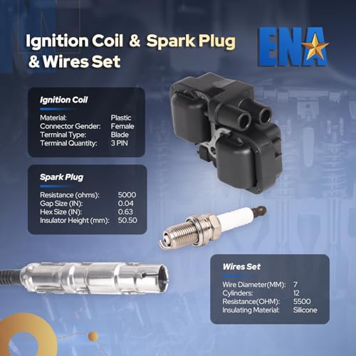 ENA مجموعة ENA من 6 لفائف إشعال مع 12 شمعات إيريديوم ومجموعة أسلاك متوافقة مع مرسيدس-بنز كروسفاير C240 C280 C320 CLK320 E320 ML320 ML350 SLK320 بديل لـ 0001587303 UF359 - Image 2