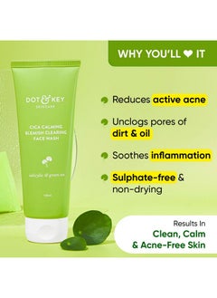 Dot & Key Dot & Key Cica 2% Salicylic Acid Face Wash for Oily, Acne Prone Skin, With Green Tea I Acne Clearing Sulphate Free Face Wash for Men & Women (200ml) | Pack of 2  - Image 2
