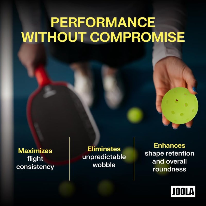 JOOLA HC-40 Hardcourt Pickleball Balls with Storage Tube - USAP Approved Balls for Tournament Play - 3 Pack or 12 Pack Option - Durable Pickleballs for Indoor Play & Outdoor Courts - Image 4