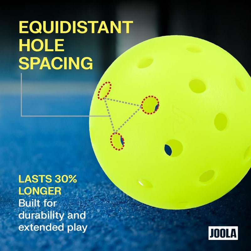 JOOLA HC-40 Hardcourt Pickleball Balls with Storage Tube - USAP Approved Balls for Tournament Play - 3 Pack or 12 Pack Option - Durable Pickleballs for Indoor Play & Outdoor Courts - Image 5