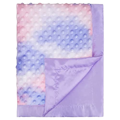 BEILIMU Silky Satin Baby Blanket for Girls Unique Tie Dye Minky Fabric with Soft Luxury Silk Silky Backing Toddlers Blanket for Sleeping Nursery Travel Decoration Purple 30 x 40 Inch - Image 1