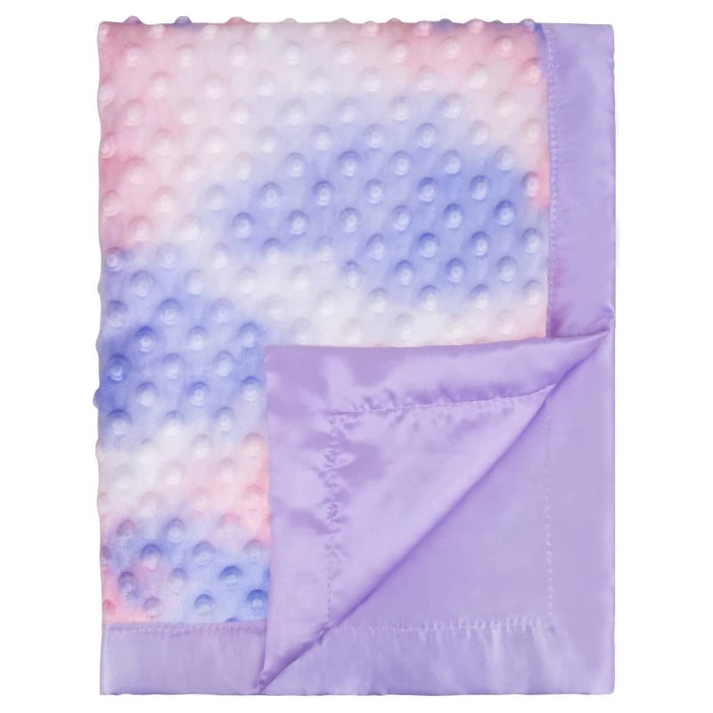 BEILIMU Silky Satin Baby Blanket for Girls Unique Tie Dye Minky Fabric with Soft Luxury Silk Silky Backing Toddlers Blanket for Sleeping Nursery Travel Decoration Purple 30 x 40 Inch - Image 3