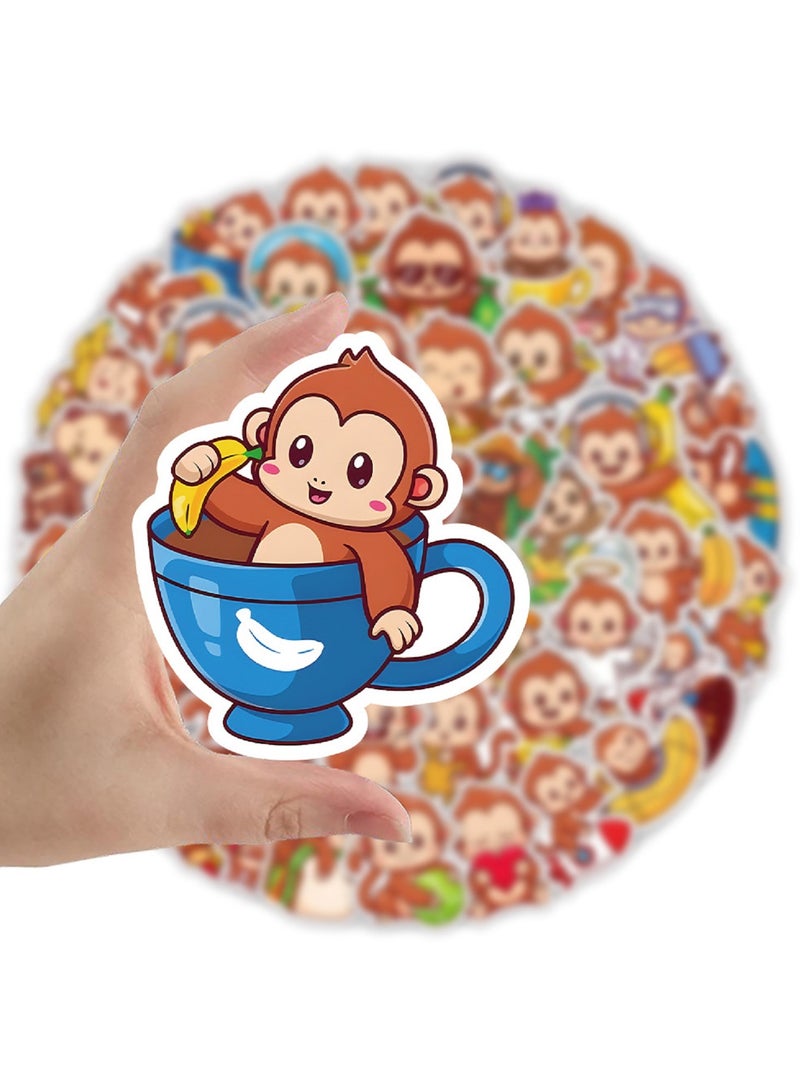 Monkey Stickers for Teens Boy Girls Kids 53 Pcs, Cute Cartoon Waterproof Stickers for Laptop Phone Tablet Luggage Water Bottle Notebook Bike Scrapbook,Lovely Animals Decals Pack - Image 2