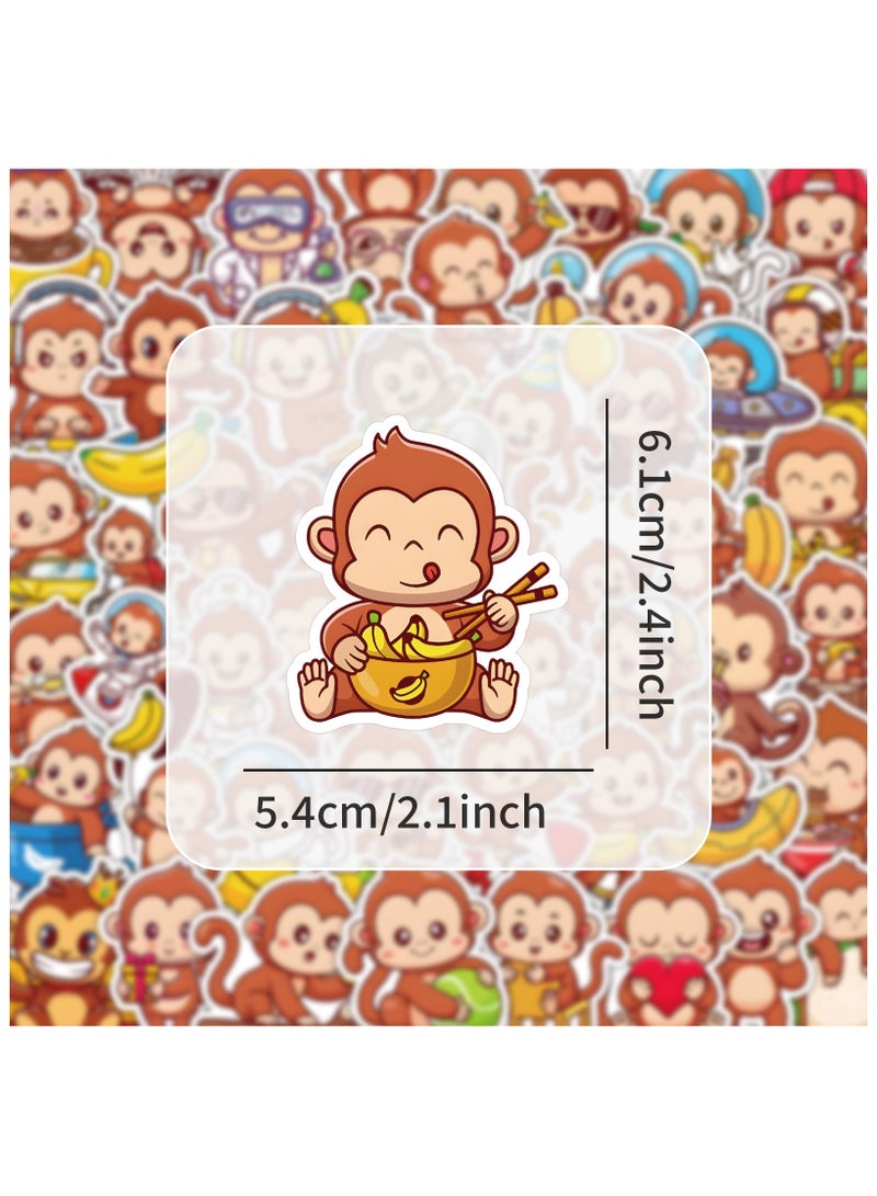 Monkey Stickers for Teens Boy Girls Kids 53 Pcs, Cute Cartoon Waterproof Stickers for Laptop Phone Tablet Luggage Water Bottle Notebook Bike Scrapbook,Lovely Animals Decals Pack - Image 5