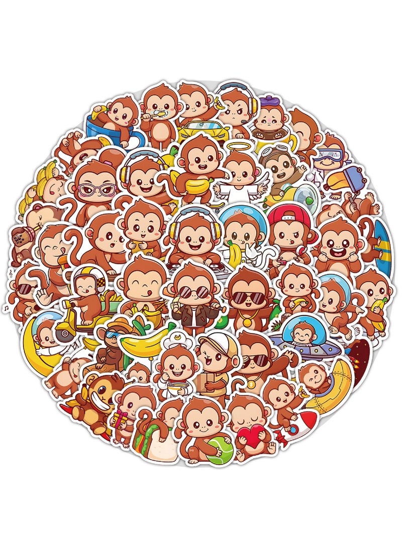 Monkey Stickers for Teens Boy Girls Kids 53 Pcs, Cute Cartoon Waterproof Stickers for Laptop Phone Tablet Luggage Water Bottle Notebook Bike Scrapbook,Lovely Animals Decals Pack - Image 4