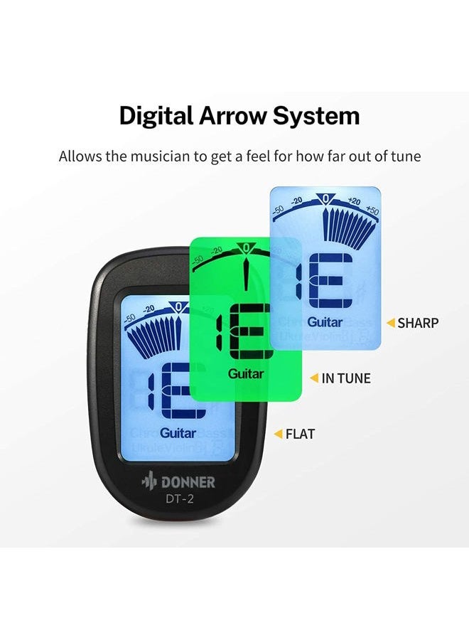 Donner Guitar Tuner Clip on-Accurate Chromatic,Acoustic Guitar Bass Violin Ukulele Tuner DT-2 - Image 5
