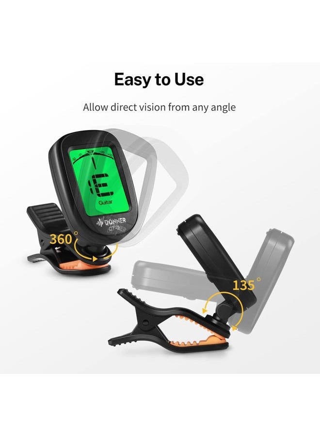Donner Guitar Tuner Clip on-Accurate Chromatic,Acoustic Guitar Bass Violin Ukulele Tuner DT-2 - Image 3