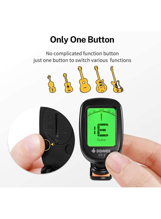 Donner Guitar Tuner Clip on-Accurate Chromatic,Acoustic Guitar Bass Violin Ukulele Tuner DT-2 - Image 4