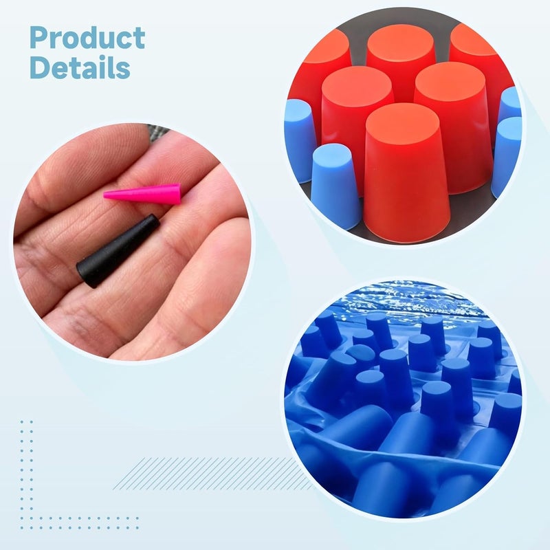100-Piece Silicone Tapered Plugs, Multi-Color Rubber Caps for Protection, 8 Size Set with Organizer Box for Crafts & Tools - Image 3