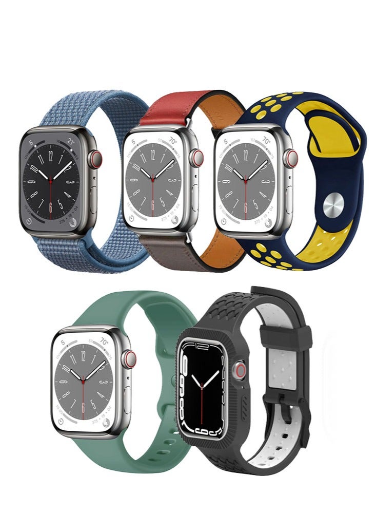 Perfii 5pcs Watch Bands Replacement for Apple Watch Strap Compatible with Apple Watch 42/41/40/38mm Series 10/9/8/7/6/5/4/SE - Image 1