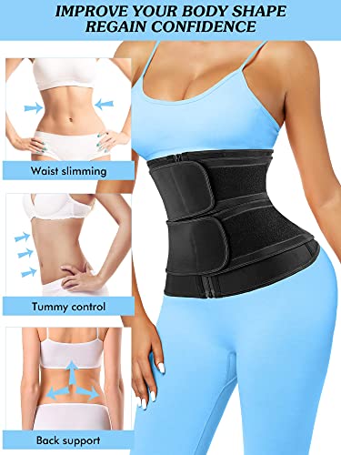 Atbuty Short Torso Waist Trainer Waist Cincher Corset Tummy Control Body Shaper Trimmer Belt (Black (9'' Short Torso, 2 Belts), X-Small) - Image 5