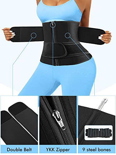 Atbuty Short Torso Waist Trainer Waist Cincher Corset Tummy Control Body Shaper Trimmer Belt (Black (9'' Short Torso, 2 Belts), X-Small) - Image 4