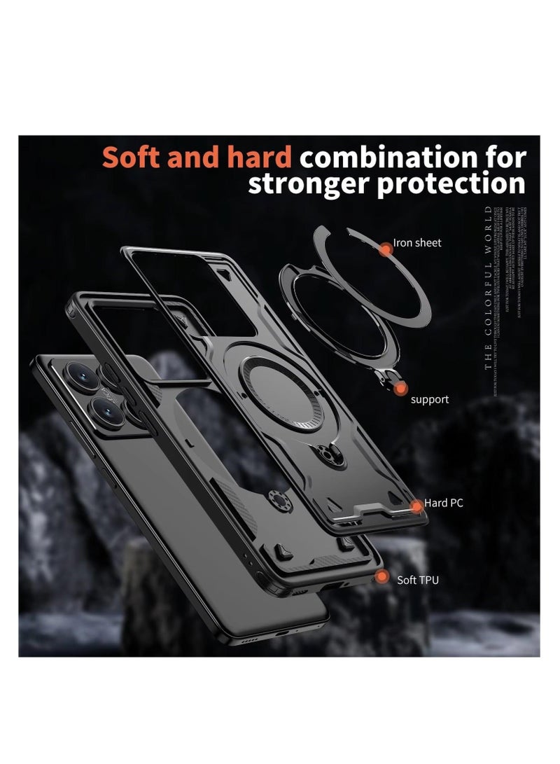 Compatible with Xiaomi 14T Pro Magnetic Case [Compatible MagSafe] Mi Ring Kickstand