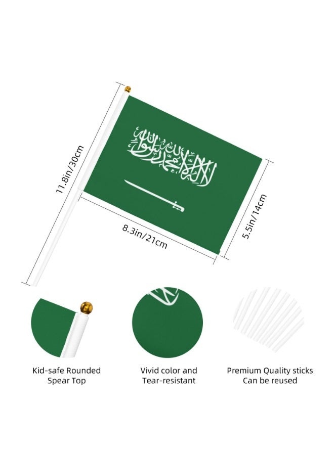 مجموعة من 20 علمًا محمولًا للتلويح، مثالية للاحتفال باليوم الوطني السعودي والفعاليات الرياضية - Image 2