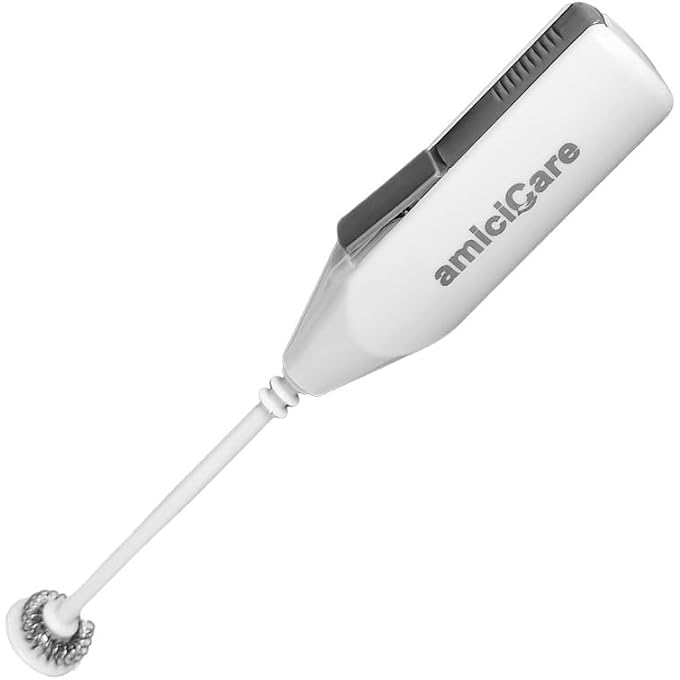 amiciCare Milk Frother  Handheld Foam Maker For CafeQuality Coffee Latte Cappuccino And More Portable And Powerful Egg Beater Whisk 1XmilkFrotherBasic - Image 1