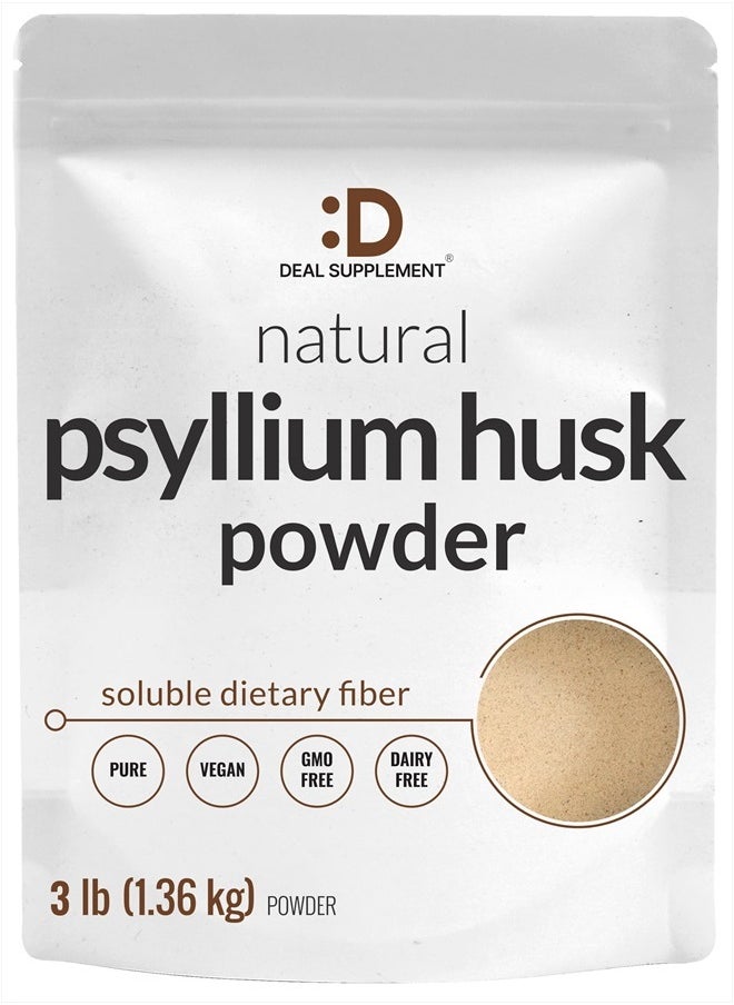 DEAL SUPPLEMENT Psyllium Husk Powder 3 lbs, 9,000mg Per Serving – Unflavored, Plant Based, Soluble Dietary Fiber – Great for Baking & Cooking – Keto Friendly, Gluten Free, Non-GMO  - Image 1