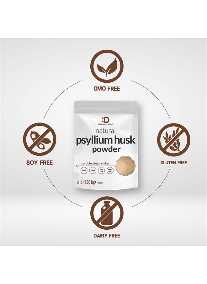 DEAL SUPPLEMENT Psyllium Husk Powder 3 lbs, 9,000mg Per Serving – Unflavored, Plant Based, Soluble Dietary Fiber – Great for Baking & Cooking – Keto Friendly, Gluten Free, Non-GMO  - Image 3
