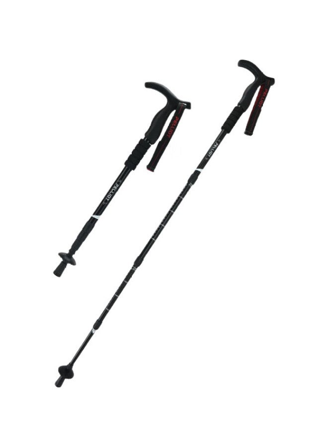 PELLIOT Telescopic Walking Stick, Elderly Cane, Outdoor Trekking Pole, Aluminum Alloy Portable Hiking Cane, 16003601, Obsidian Black - Image 3