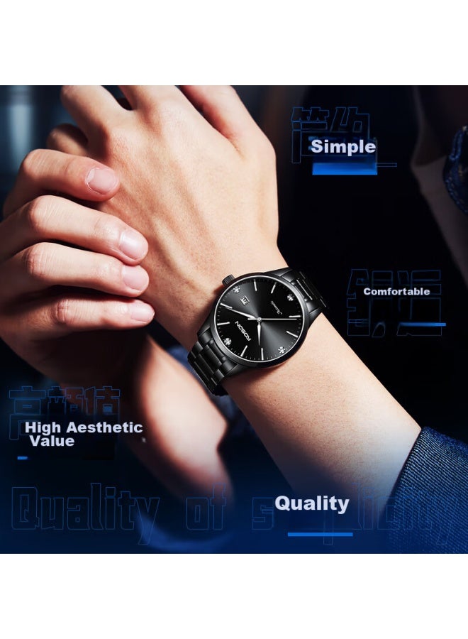 Rosdn Simple Cool Black Fully Aut Atic Mechanical Men's Watch With Luminous Date Display, Water-resistant, Top Ten Brands, Birthday Gift For Husband - Image 3