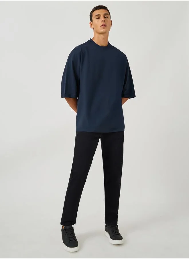 Styli Styli Boxy Fit Terry T-Shirt with Turn-Up Sleeve