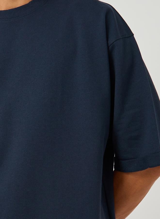 Styli Styli Boxy Fit Terry T-Shirt with Turn-Up Sleeve - Image 3