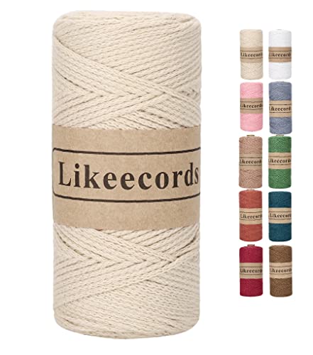 Likeecords 100% Cotton Crochet Bag Cord 2mm 170m Macrame Cord 2mm Crochet Thread Macrame Rope Gift for Knitter (Apricot) - Image 1