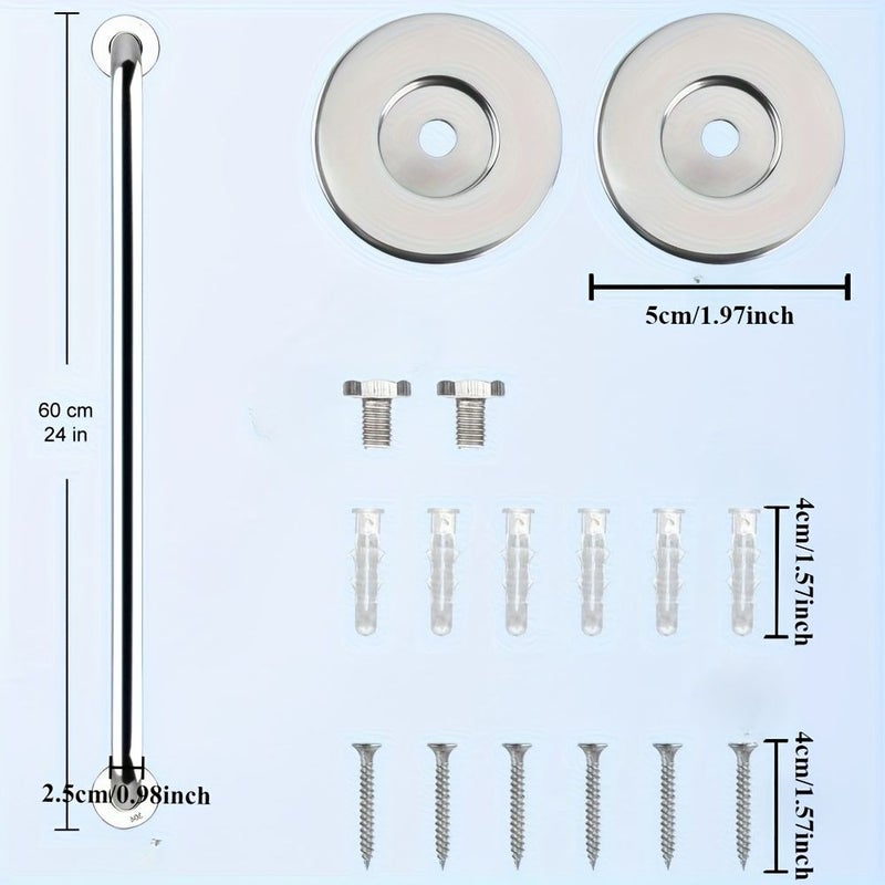 Stainless Steel 24 Inch Safety Grab Bars 2 Pack Slip Resistant Wall Mounted For Bathroom Shower - Image 1