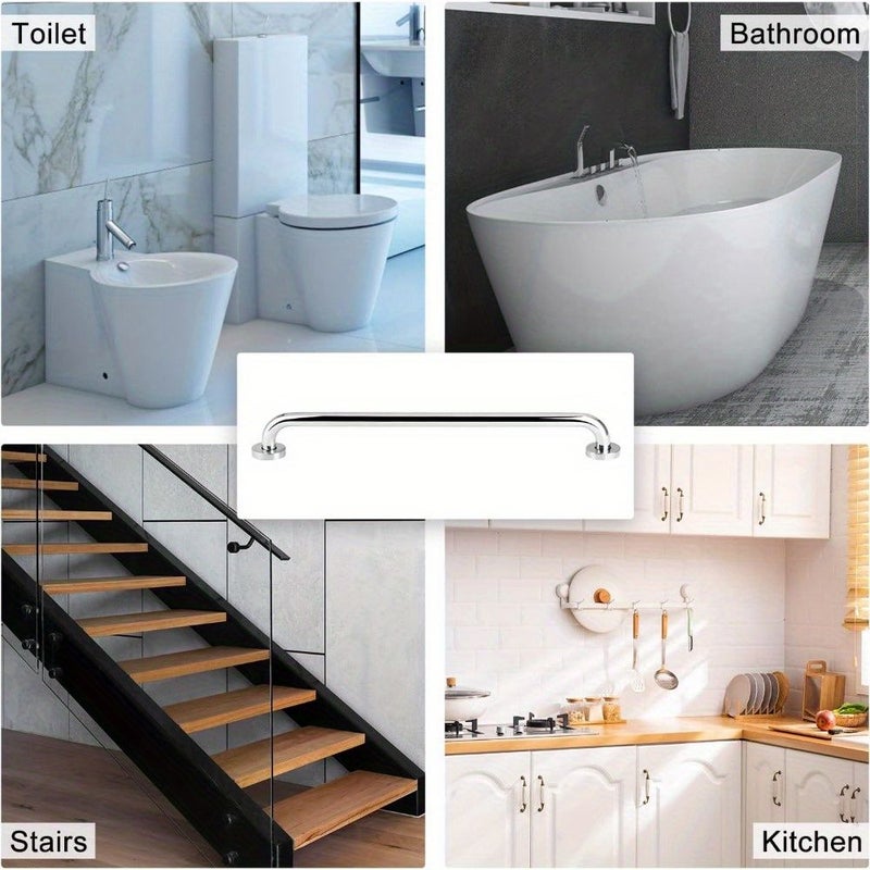 Stainless Steel 24 Inch Safety Grab Bars 2 Pack Slip Resistant Wall Mounted For Bathroom Shower - Image 5