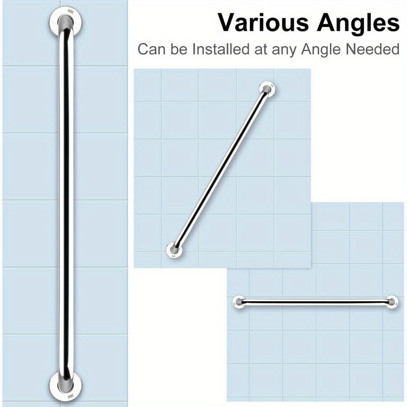Stainless Steel 24 Inch Safety Grab Bars 2 Pack Slip Resistant Wall Mounted For Bathroom Shower - Image 2