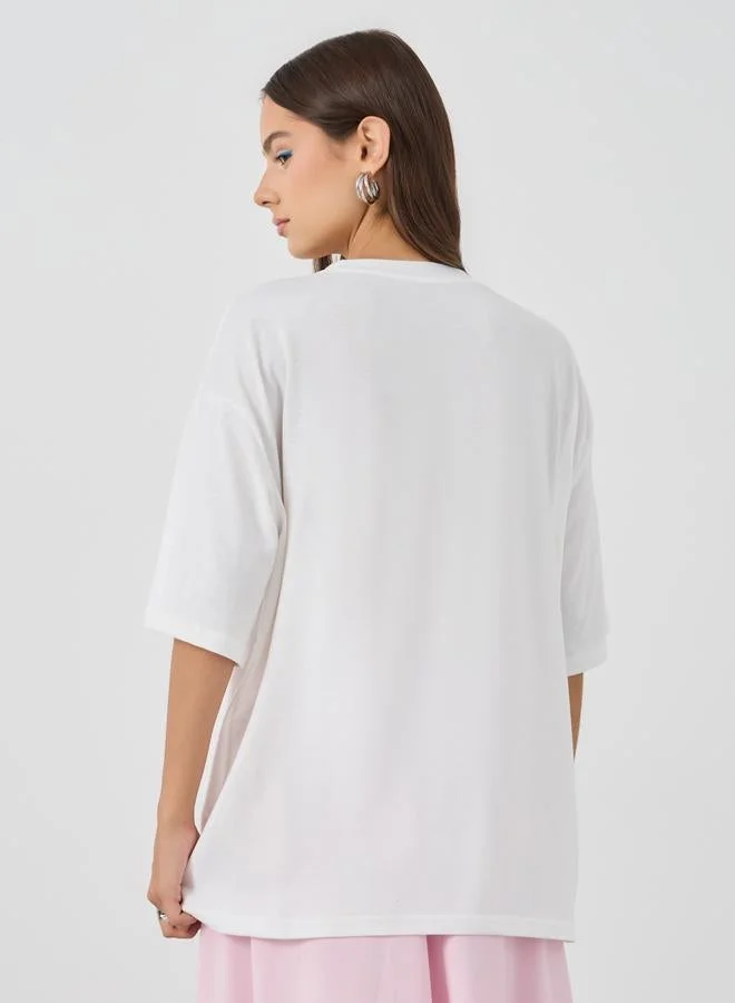 Take Two Embroidered Detail Oversized T-Shirt