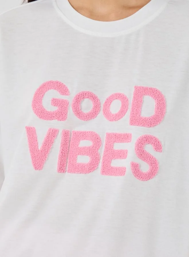 Take Two Embroidered Detail Oversized T-Shirt