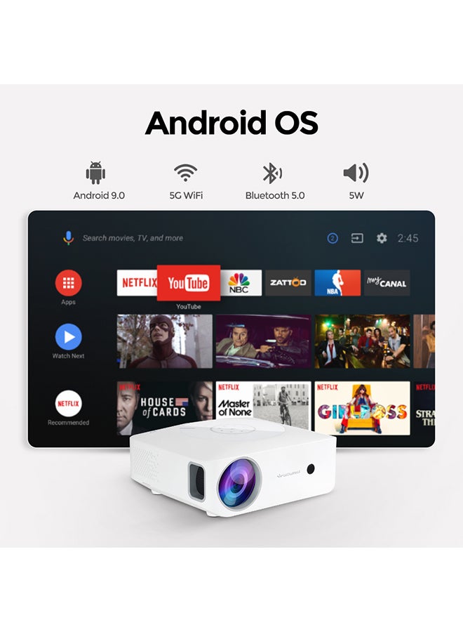 وونكت بروجيكتور LED تلفاز أندرويد 9.0 7000 لومن / حجم الشاشة حتى 300 بوصة دقة أصلية 1080P عالية الدقة تحميل التطبيقات بلوتوث واي فاي 4K مسرح منزلي ألعاب فيديو - Image 3