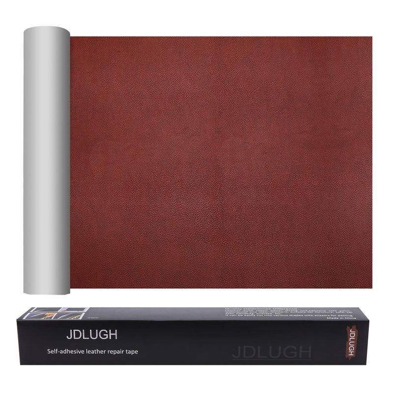 JDLUGH Sofa Leather Repair Patch Tape 15x60 Inch Large Self Adhesive Leather Sofa Car Seat Leather Furniture Vinyl Repair Patch Kit 15x60 Inch RedBrown