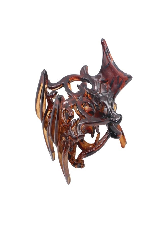 Parcelona French Intricate Four Teeth Tortoise Shell Brown Small 1 1/2" Celluloid Acetate Jaw Hair Claw Clip Non Slip Women Hair Accessories, Made in France - Image 1