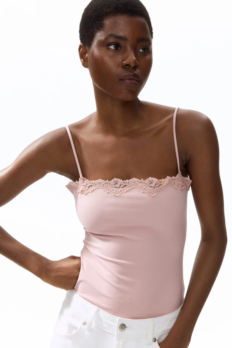 H&M Lace-trimmed strappy body