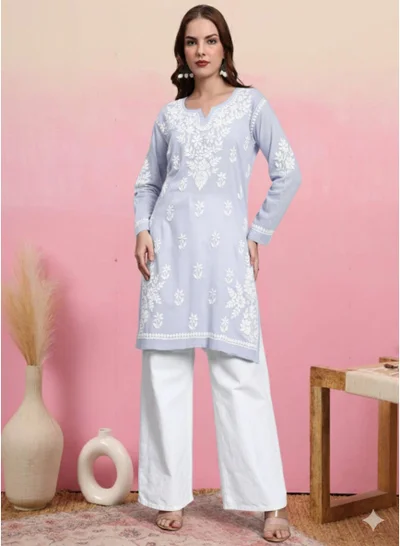 Alaya Women Hand Embroidered Chikankari Cotton Kurti -AL3685