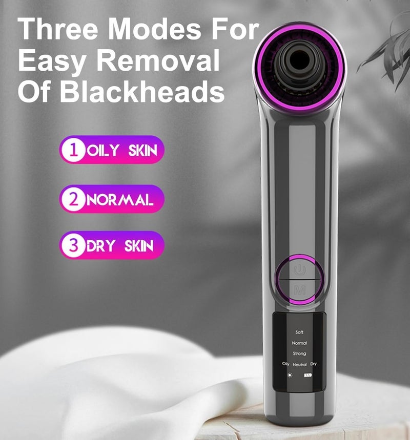 DOCOSS Ultrasonic Black head Remover Tool with Heating Mode -Rechargeable White heads & Blackhead Removal Machine for Nose with 5 Suction Levels and Probes, 2 in 1 Pore Cleaner for Brighter Face - Image 3
