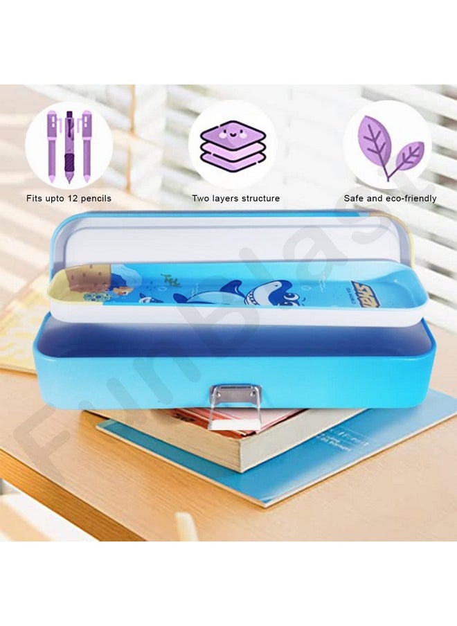 FunBlast FunBlast Pencil Box for Kids, Double Layer Metal Pencil Case - Stationary Organizer for Kids, Geometry Box, Stylish Pencil Box - Birthday Return Gift for Kids (Color and Print May Vary)  - Image 3