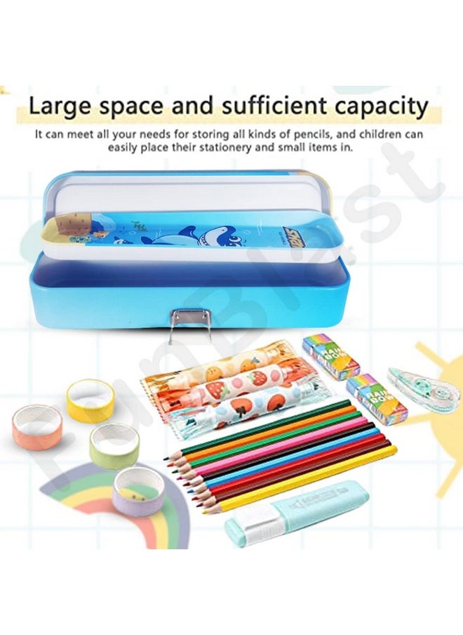 FunBlast FunBlast Pencil Box for Kids, Double Layer Metal Pencil Case - Stationary Organizer for Kids, Geometry Box, Stylish Pencil Box - Birthday Return Gift for Kids (Color and Print May Vary)  - Image 5