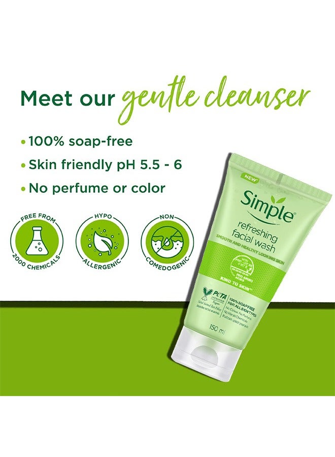 simple Refreshing Facial Wash, Soap Free, For All Skin Types 150ml - Image 5